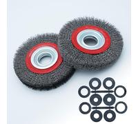 Eco Walker 6inch 8inch 2pcs Bench Wire Wheel Brush Set with 0.012" Crimped Steel Wire and 5 Spacer Arbors for Bench Grinder (6inch 2pcs)