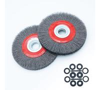 Eco Walker 6inch 8inch 2pcs Bench Wire Wheel Brush Set with Coarse Crimped Steel Wire and 5 Spacer Arbors for Bench Grinder (8inch 2pcs)