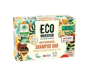 Eco Warrior Deeply Nourishing Shampoo Bar | Vegan, Cruelty Free, Natural, No SLS or Parabens | Eco Friendly Cleansing | Hydrating Pink Clay, Pure Orange & Ginger Essential Oil for Healthy Hair | 100g