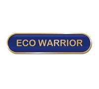 Eco Warrior School Bar Badge - 45mm x 10mm - Enamel on Metal - Safety Pin Fixing - Epoxy Coating (BLUE)