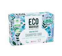 Eco Warrior Sensitive Shampoo Bar - Vegan, Cruelty Free, No SLS or Parabens, Deeply Nourishing White Clay & Clary Sage Oil, Natural Mint Plus Eucalyptus - Eco Friendly, 100g