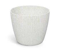 (ECO white, 2.8L (W178mm x H149mm)) Round Flowerpot Planter Cover Vertical Grooves 20% Wood Plastic Modern Elegant