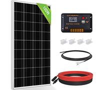 ECO-WORTHY 100 Watt Monocrystalline Solar Panel Complete Off-Grid RV Boat Kit with LCD Charge Controller + Solar Cable + Mounting Brackets