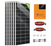ECO-WORTHY 1200W 24V Solar Panel System 4.8KWH/Day Off Grid for Home Shed Cabin:6pcs 195W Bifacial Solar Panels + 1pc 3000W 24V Hybrid Inverter + WiFi Module + 6 Sets Z Brackets
