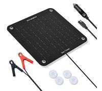 ECO-WORTHY 12V 10W Car Solar Battery Charger, Solar Panel Drip Charging, Portable Solar Panel Emergency Power Supply with Alligator Clips Adapter