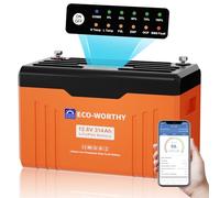 ECO-WORTHY 12V 314AH LiFePO4 Lithium Battery Bluetooth, SOC LED 4.02kWh | Flame-retardant Shell, Low-Temp, Built-in 200A BMS for Off-Grid, RV, Narrow Boat, Solar Power System, Home Backup