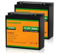 ECO-WORTHY 2-Pack 30AH LiFePO4 Leisure Battery with 4000-15000 Cycles & BMS Protection,Ideal for Trolling Motors, Wheelchairs, Scooters,RV
