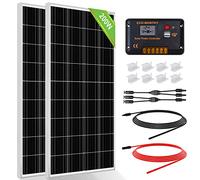 ECO-WORTHY 200 Watt (2pcs 100 Watt) Monocrystalline Solar Panel Complete Off-Grid RV Boat Kit with LCD Charge Controller + Solar Cable + Mounting Brackets