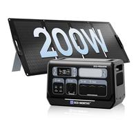 ECO-WORTHY 2400W Portable Power Station 2048Wh with 200W Solar Panel,4800W Peak Power, Fast Solar/Car/AC Charging, 10 Outputs, For Home Emergency, Camping, Motorhomes