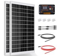 ECO-WORTHY 240W Mono Solar Panel Kit 12V Off-Grid for Caravan Campervan | 1kWh/Day: 2pcs 120W Solar Panel+30A PWM Solar Charge Controller+Z Brackets+Extension Cables for Motorhome Boat Camping Shed