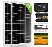 ECO-WORTHY 240W Off Grid Solar Panel Kit 12V 1kWh/Day for Motorhome Boats: 2pcs 120W Solar Panels+50Ah LiFPO4 Battery+30A Charge Controller+600W Inverter
