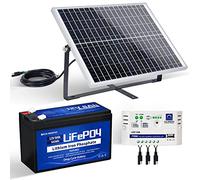 ECO-WORTHY 25W 12V Complete Solar Panel Kit: 25W Solar Panel + 8Ah Lithium Battery + 10A Controller for Off-Grid System/Chicken Coop/Automatic Door/Water Pump/DC Appliance