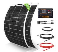 ECO-WORTHY 260Watt 12Volt Flexible Solar Panel Kit for Off Grid Home RV, Boat and Uneven Surfaces:2pcs 130W Mono Solar Panel + 30A 12V Charger Controller + Solar Cable + Tray Cable + Y Branch