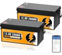 ECO-WORTHY 2Pack 12V 280AH LiFePO4 Lithium Battery with Bluetooth, Low-Temp | 7168Wh, 200A BMS, Bluetooth, low-temp cutoff, flame-retardant, supports series/parallel. For RV, boat, solar, home backup