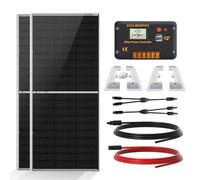 ECO-WORTHY 390W 12V Bifacial Solar Panel Kit with Brackets for Motorhome | 1.56kWh/Day: 2x195W N-Type Solar Panels+30A PWM Charge Controller+Motorhome Mounting Brackets+Cables.Ideal for Caravans,Boats
