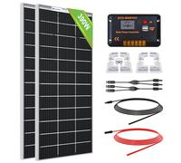 ECO-WORTHY 390W Solar Panel Kit 12V 1.56kWh/Day for Motorhome Caravan RV: 2pcs 195W Bifacial Solar Panels + 30A 12V/24V Charger Controller + RV Mounting Brackets + Extension Cables
