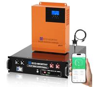 ECO-WORTHY 48V 100AH LiFePO4 Server Rack Battery(Version 3) with 5000W Hybrid Inverter,Low-Temp Protection & Bluetooth for Off-Grid, Solar & Backup Power