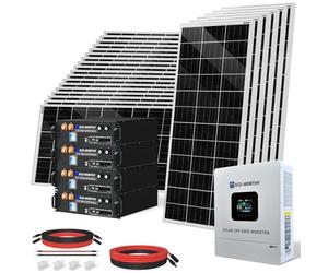 ECO-WORTHY 48V 4700W Solar Power System with 4pcs 48V 100Ah Server Rack Battery & 24pcs 195W Bifacial Solar Panel & 5000W All-in-one Inverter,Complete Off-Grid Power for Home,Shed,Workshop