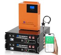 ECO-WORTHY 51.2V 200AH£¨2Pack 48V 100AH£© LiFePO4 Server Rack Battery with 48V 5000W Hybrid Inverter,Low-Temp Protection & Bluetooth for Backup Power, Solar & Off-Grid