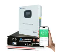 ECO-WORTHY Home Energy Storage:48V 100AH Server Rack LiFePO4 Battery & 3000W 48V Hybrid Inverter for Off-Gird Solar,Workshop