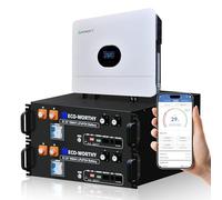 ECO-WORTHY Home Energy Storage:48V 200AH (100AH*2) Server Rack LiFePO4 Battery (Version 3) & 6000W 48V Hybrid Inverter for Off-Gird Solar,Workshop