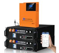 ECO-WORTHY Home Energy Storage:48V 200AH Server Rack LiFePO4 Battery(Version 3) & 5000W 48V Hybrid Inverter for Off-Gird Solar,Workshop