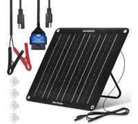 ECO-WORTHY Upgrade 10W Solar Car Battery Trickle Charger & Maintainer, Waterproof 12V Solar Panel OBD2 Charger Kit with Portable Stand for Car, Automotive, Motorcycle, Motorhome, Trailer, Snowmobile