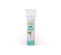 EcoBag - 20 Pack White Kitchen Drawstring Bin Liner - 20L - 24 Microns - Heavy Duty, Extra Strong, Brabantia Compatible, Eco-Friendly, Tear Resistant, Clear Recycling Bags (420 x 760mm)