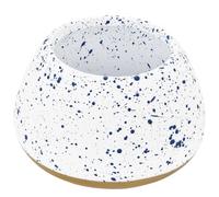 Ecoaterui Dog Bowl - Ceramic Dog Food and Water Bowls for Dogs with Long Ears Cocker Spaniel Beagle Bassett Hound, No Spill Pet Bowl White w/Blue Speckles, Microwave & Dishwasher Safe