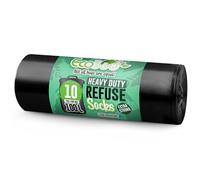 EcoBag - 10 Pack Extra Strong Heavv Duty Refuse Sacks - 100L - 33 • Microns - Recvclable Bin Baas. Leak Resistant. Eco-Friendlv. Durable Waste Disnosal Baas for Household & Commercial Use (736990mml