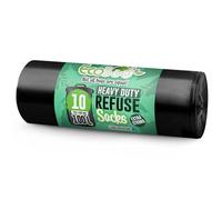 EcoBag - 10 Pack Extra Strong Heavy Duty Refuse Sacks - 100L - 33 Microns - Recyclable Bin Bags, Leak Resistant, Eco-Friendly, Durable Waste Disposal Bags for Household & Commercial Use (736x990mm)