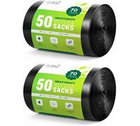 Ecobag 100 Pack Black Heavy Duty Refuse Sacks 725 X 550 mm 100L 33 Microns, Black