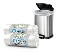 EcoBag - 100 Pack Heavy Duty White Bin Liners - 30L - 15 Microns - Extra Strong, Leak-Proof, Tear-Resistant Bags for Pedal Bins, Kitchen, Home & Office (510x600mm)
