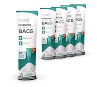 EcoBag - 100 Pack White Kitchen Drawstring Bin Liner - 20L - 24 Microns - Heavy Duty, Extra Strong, Brabantia Compatible, Eco-Friendly, Tear Resistant, Clear Recycling Bags (420 x 760mm)