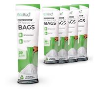 Ecobag 100 Pack White Kitchen Drawstring Bin Liner 465 X 750mm 30L 25 Microns Heavy Duty
