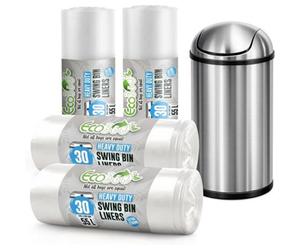 Ecobag 120 Pack Heavy Duty White Bin Liners - 55L, 15 Microns (580X880mm)