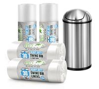 EcoBag - 120 Pack Heavy Duty White Bin Liners - 55L - 15 Microns - Extra Strong, Leak-Proof, Tear-Resistant Bags for Swing Bins, Kitchen, Home & Office (580x880mm), BDS02