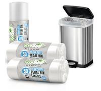 EcoBag - 150 Pack Heavy Duty White Bin Liners - 30L - 15 Microns - Extra Strong, Leak-Proof, Tear-Resistant Bags for Pedal Bins, Kitchen, Home & Office (510x600mm)