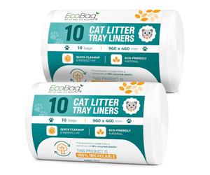 Ecobag 20 Pack Cat Litter Tray Liners - XL 30 Litre, 27 Micron Extra-Thick Leak-Proof & Odour Control Bags - Scratch Resistant, Heavy Duty, Fits Large & XL Litter Trays - Eco-Friendly, 960 x 460mm