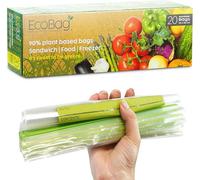 Ecobag 20 Pack Eco-Friendly Reusable Freezer/sandwich Bags 200mm X 250mm 4.5 Litre Size, 35 Microns