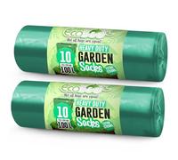 EcoBag - 20 Pack Extra Strong Heavy Duty Garden Sacks - 100L - 30 Microns - Recyclable, Leak Resistant & Eco-Friendly, Durable Garden Waste Disposal Bags for Household & Commercial Use (736x990mm)