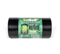 EcoBag - 20 Pack Extra Strong Heavy Duty Refuse Sacks - 100L - 33 Microns - Recyclable Bin Bags, Leak Resistant, Eco-Friendly, Durable Waste Disposal Bags for Household & Commercial Use (736x990mm)