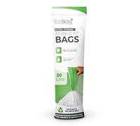 EcoBag - 20 Pack Kitchen Drawstring Bin Liner - 30L - 25 Microns - Heavy Duty, Extra Strong, Brabantia Compatible, Eco-Friendly, Tear Resistant, Clear Recycling Bags (465 x 750mm), Unscented