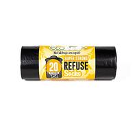 EcoBag 20 Super Strong Refuse Sacks, 75 Litres, Black