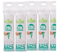 EcoBag 20L Snug Fit Bin Bags/Liners | Extra Strong, Drawstring, 40 Bags, Multipack (2 Rolls 40 Bags)