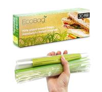 Ecobag- 30 Pack Reusable Freezer/Sandwich Bags - 2.5 Litre Size, 35 Microns - Eco-Friendly Sugarcane Plastic - Recyclable & Reusable- 200x250mm
