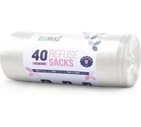 Ecobag 40 Pack 100L White Bin Liners 736 X 935mm 22 Microns Extra Strong, Leak Proof, Tear Resistant, White