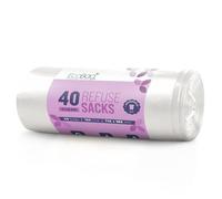 EcoBag - 40 Pack Heavy Duty White Bin Liners - 22 Microns - Extra Strong, Leak-Proof, Tear-Resistant Bags for Kitchen, Home & Office (736x965mm) (100L)