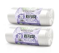 EcoBag - 40 Pack Refuse Sacks - 100L - 22 Microns - Heavy Duty, Leak Resistant Recyclable Bin Bags, Eco-Friendly, Durable Waste Disposal Bags for Household & Commercial Use (736 x 965mm)