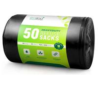 Ecobag 50 Pack Black Heavy Duty Refuse Sacks 725 X 550 mm 100L 33 Microns, Black